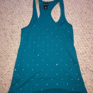 Wet Seal Teal tank top with rhinestones size xs